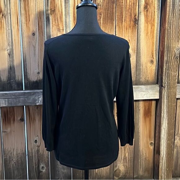 The Limited top career wool blend 3/4 sleeve black gray Large - Picture 6 of 8